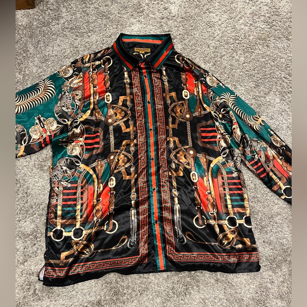 Prestige Button Up Black and Red Men’s Size 4X